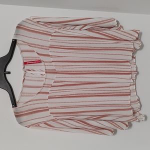 Union Bay Coral & Cream Striped Cropped Top sz XL
